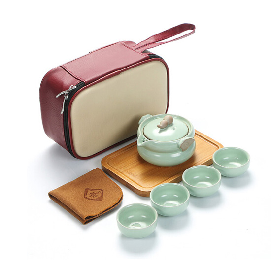 陶瓷茶具套裝辦公功夫茶具禮品套裝 戶(hù)外車(chē)載便攜式一壺四杯旅行茶具